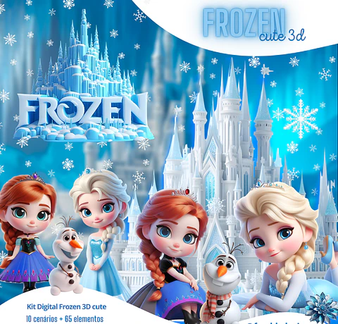 Kit Digital Frozen Cute 3D PNG