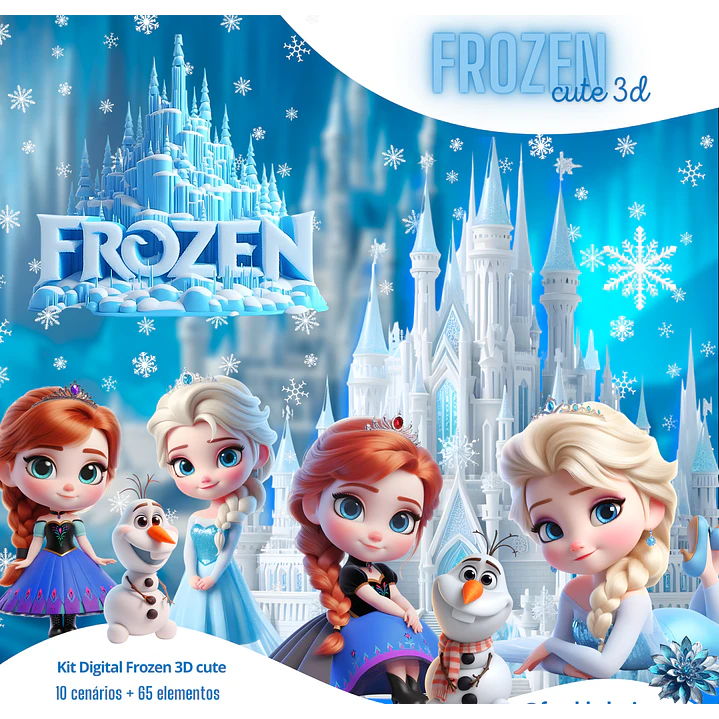Kit Digital Frozen Cute 3D PNG 1