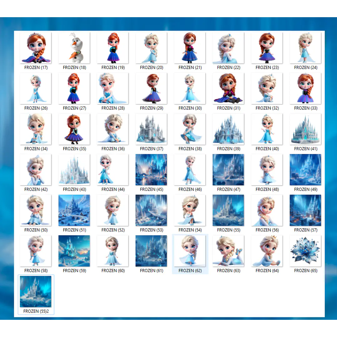 Kit Digital Frozen Cute 3D PNG 3