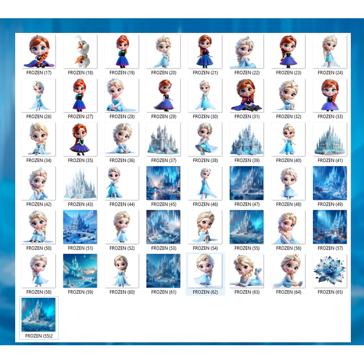 Kit Digital Frozen Cute 3D PNG 3