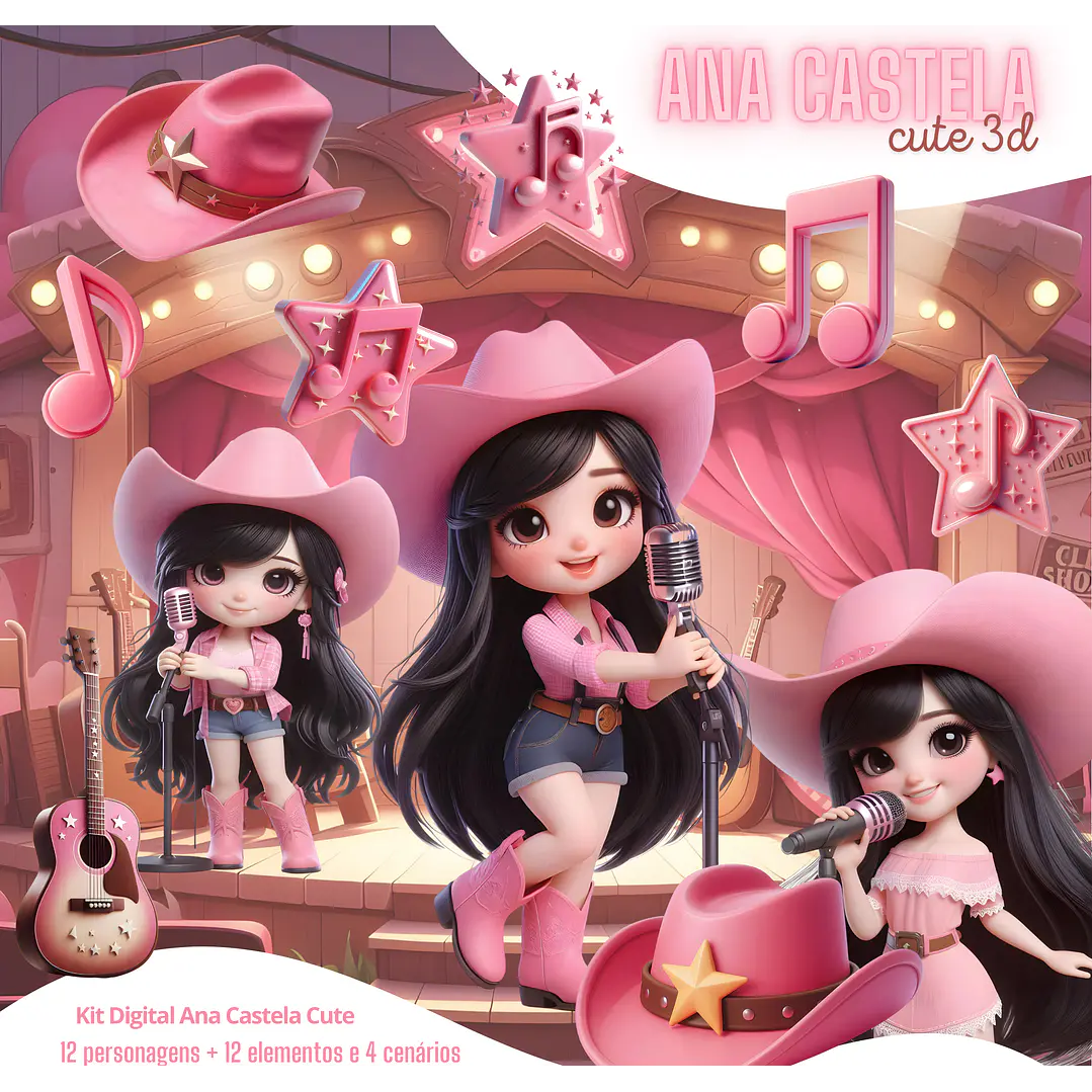 Kit Digital Boiadeira 3D PNG Ana Castela 32 Imagens Fundo Transparente 1