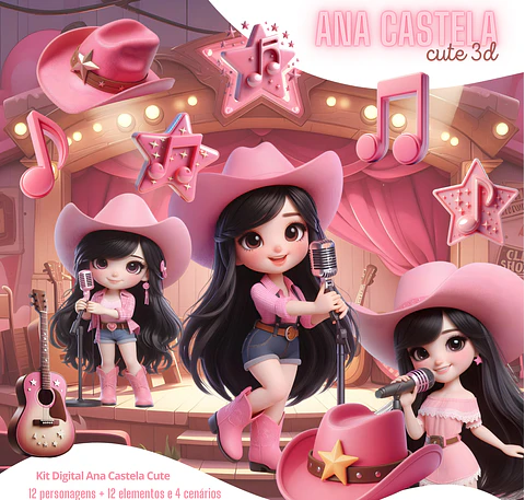 Kit Digital Boiadeira 3D PNG Ana Castela 32 Imagens Fundo Transparente