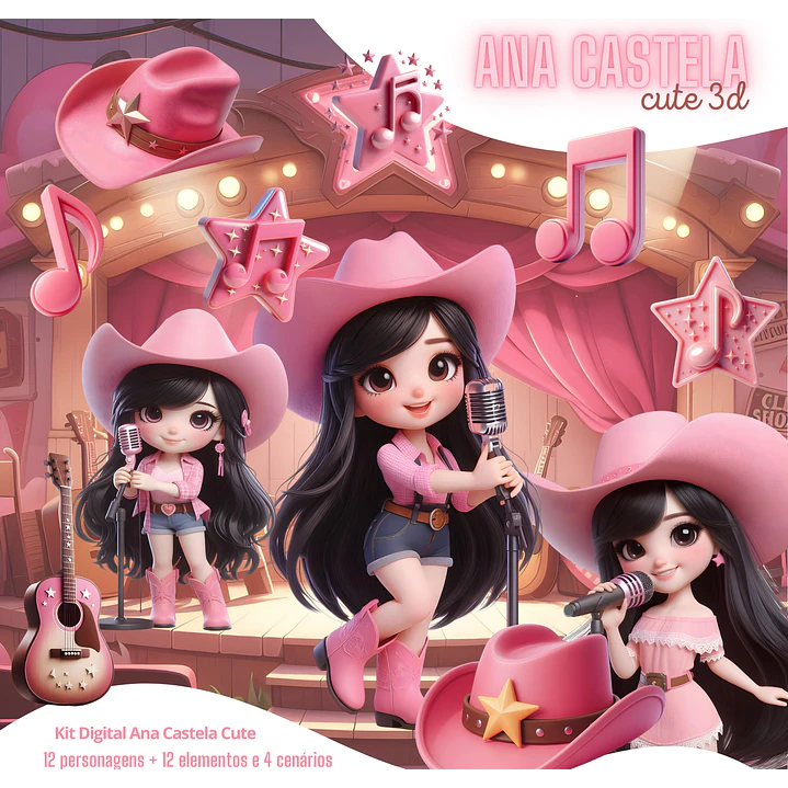 Kit Digital Boiadeira 3D PNG Ana Castela 32 Imagens Fundo Transparente 1