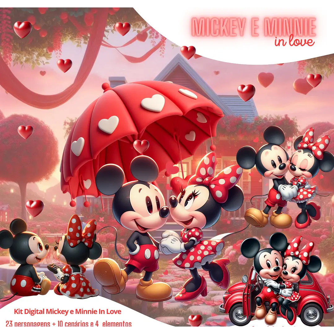 Kit Digital Mickey Minnie Love PNG 1