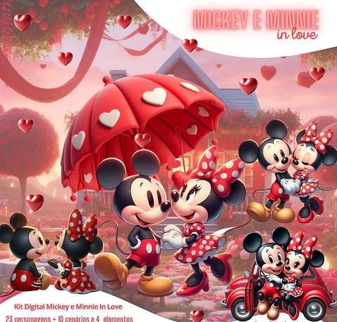Kit Digital Mickey Minnie Love PNG