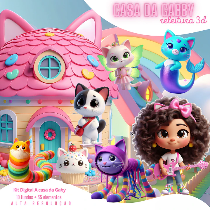 Kit Digital Casa da Gabby 3D PNG Fundo Transparente Clipart 1