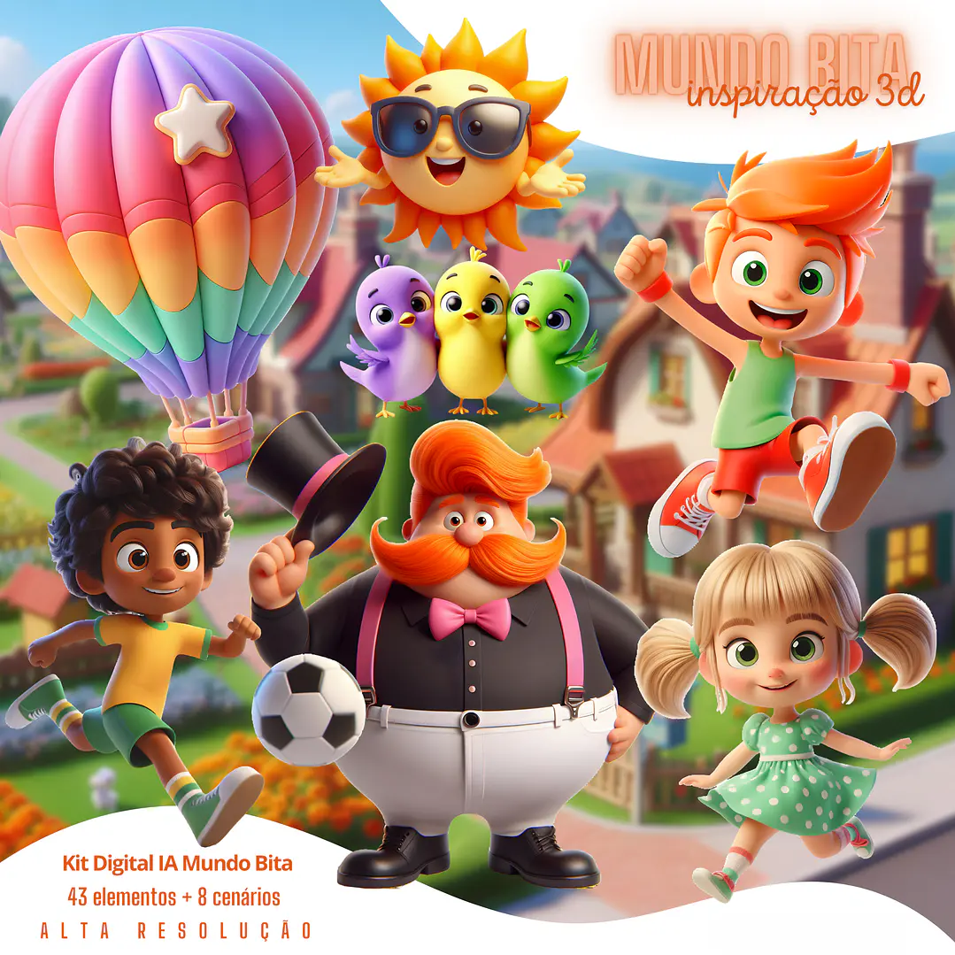 Kit Digital Mundo Bita 3D PNG Fundo Transparente 1