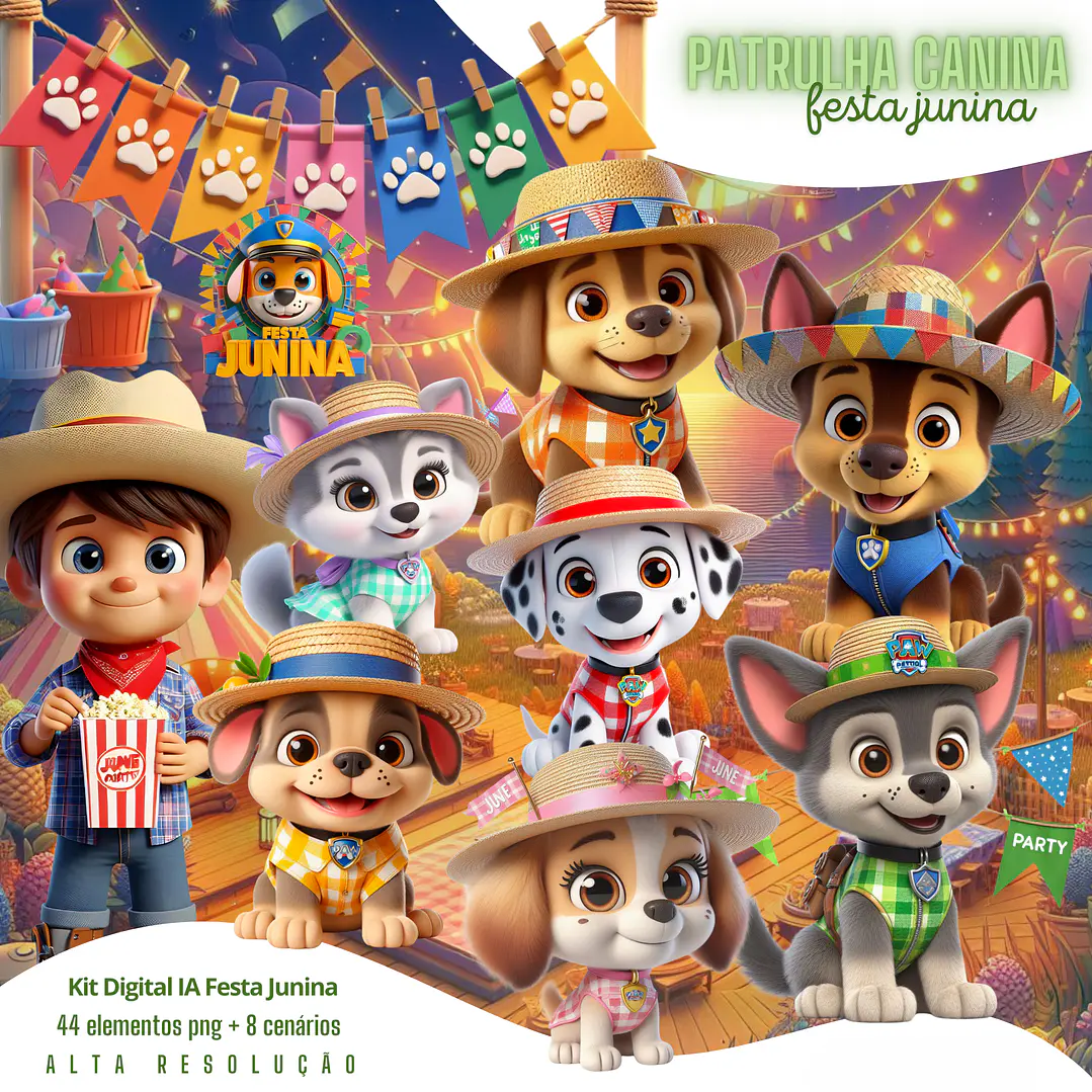 Kit Digital Patrulha Canina Festa Junina PNG 1