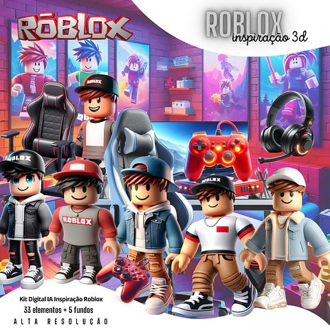 Kit Digital Roblox PNG 3D PNG Fundo Transparente - Download Imediato