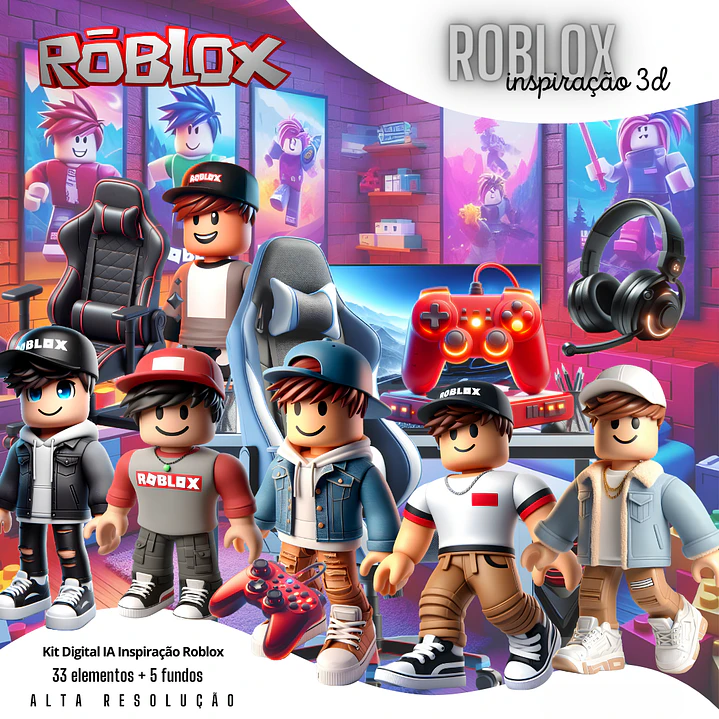 Kit Digital Roblox PNG 3D PNG Fundo Transparente - Download Imediato 1