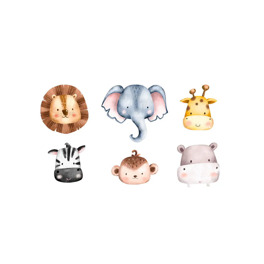 Kit Digital Animais Safari Aquarela PNG 2