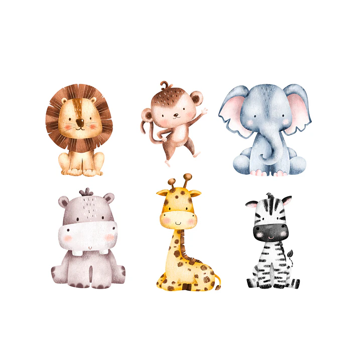 Kit Digital Animais Safari Aquarela PNG 4