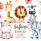 Kit Digital Animais Safari Aquarela PNG - Thumbnail 1