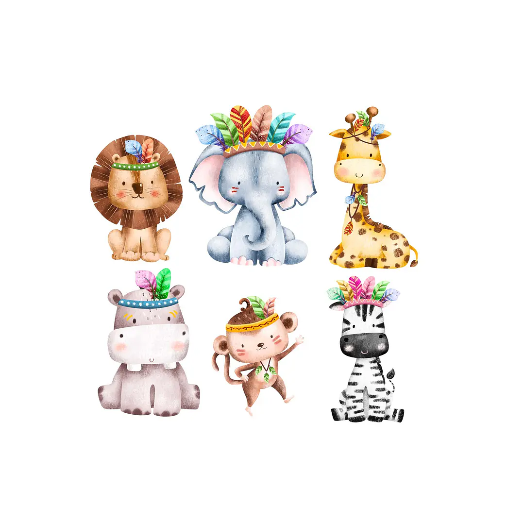 Kit Digital Safari Tribal Aquarela PNG 2