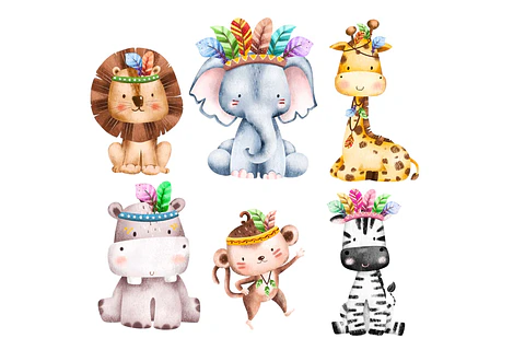 Kit Digital Safari Tribal Aquarela PNG