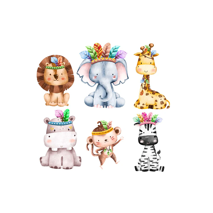 Kit Digital Safari Tribal Aquarela PNG 2