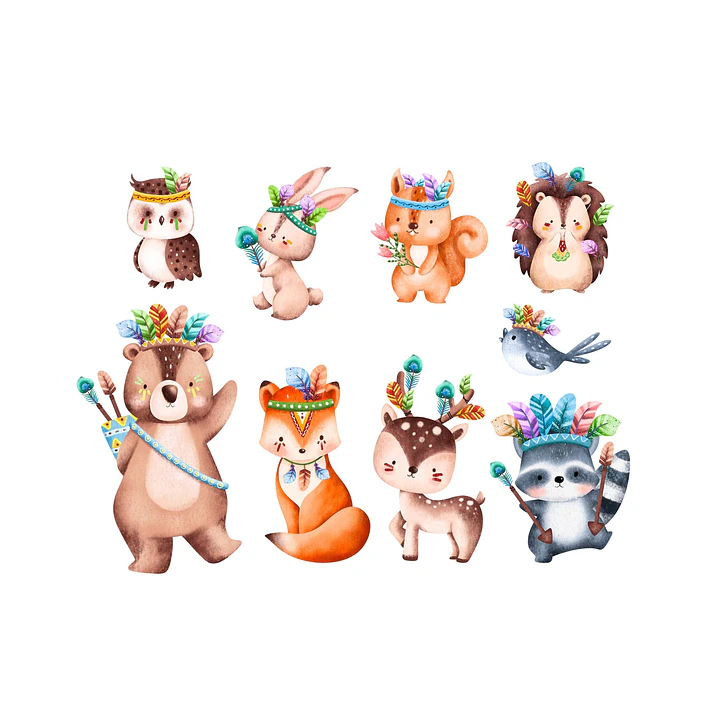 Kit Digital Safari Tribal Aquarela PNG 3