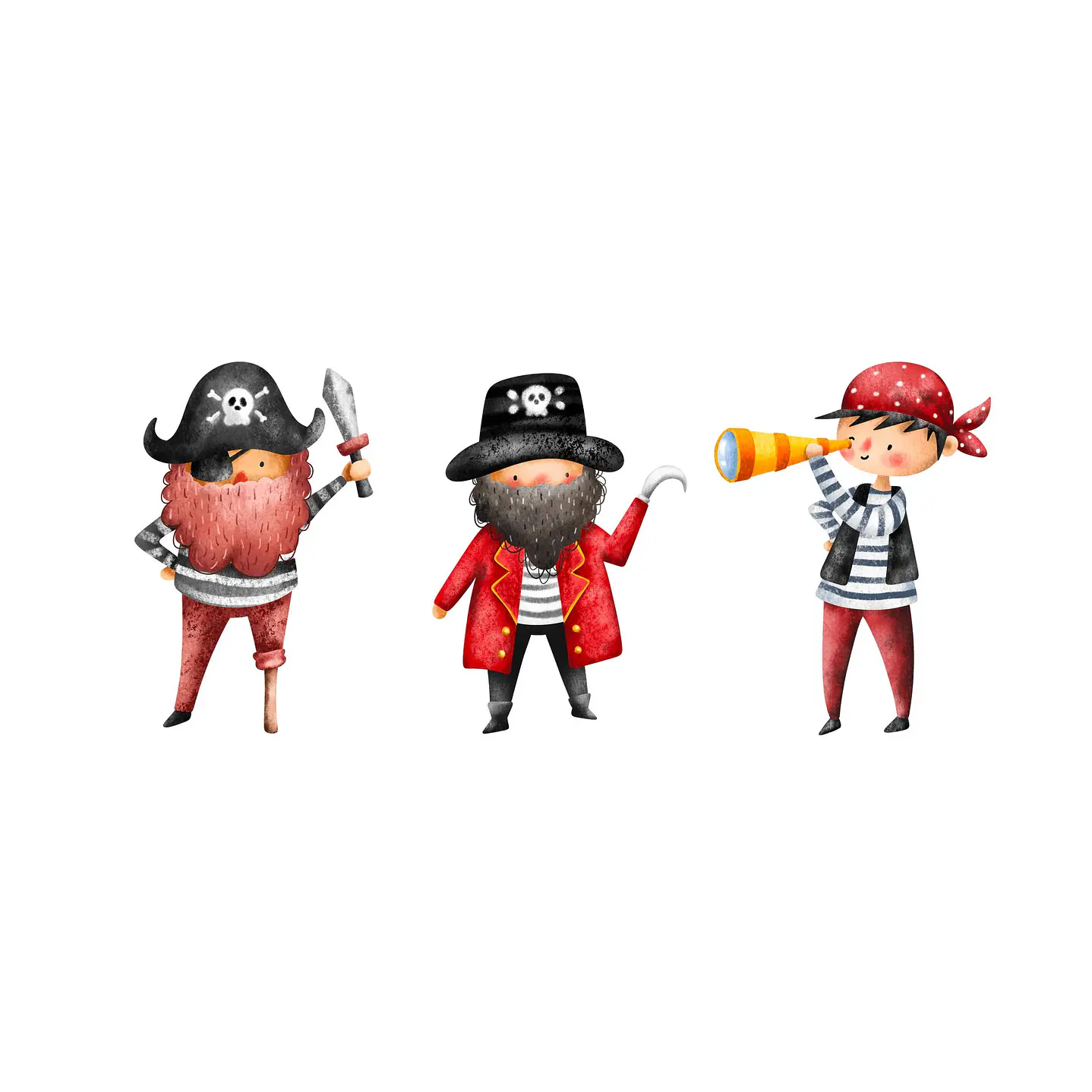 Kit Digital Piratas Fundo do Mar Aquarela PNG - Envio imediato 3