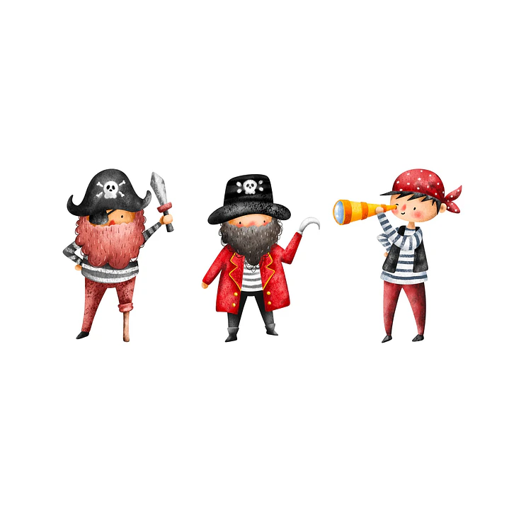 Kit Digital Piratas Fundo do Mar Aquarela PNG - Envio imediato 3