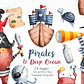 Kit Digital Piratas Fundo do Mar Aquarela PNG - Envio imediato - Miniatura 1