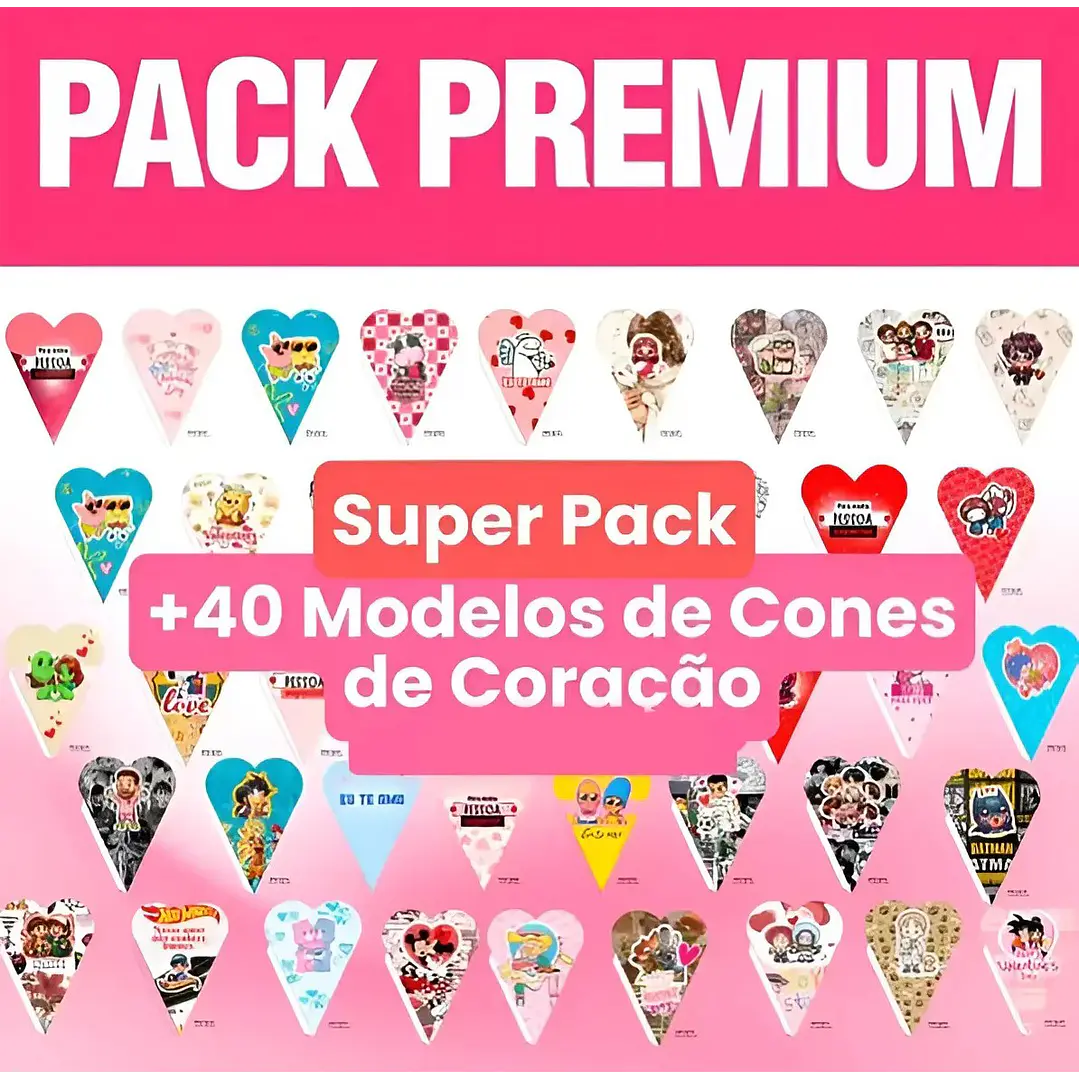 Pack Premium Cones Coração Páscoa Dia das Mães Namorados PDF  1