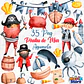 Kit Digital Piratas Fundo do Mar Aquarela PNG - Envio imediato - Miniatura 1