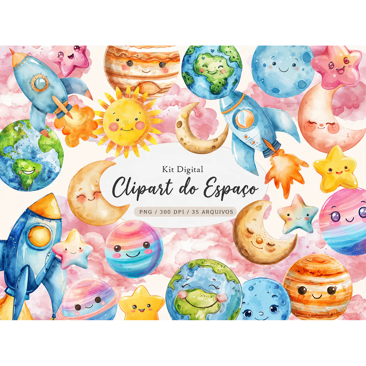 Kit Digital Espaço Kawaii PNG 1