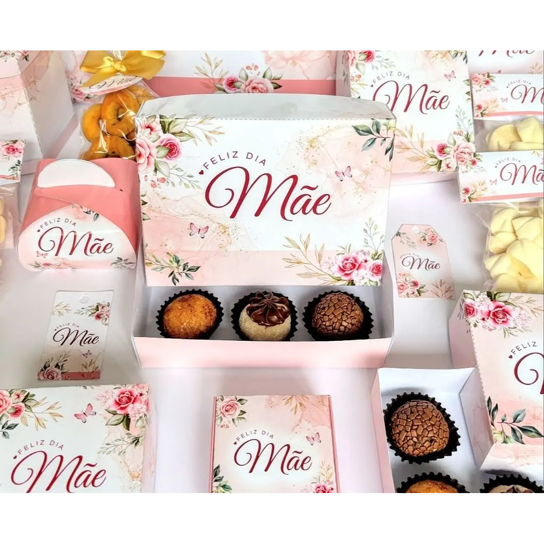 Kit Dia das Mães Floral Rosa Vintage Sacolas e Caixas para Imprimir 2
