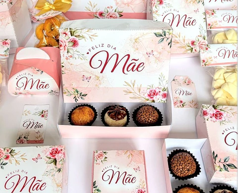 Kit Dia das Mães Floral Rosa Vintage Sacolas e Caixas para Imprimir