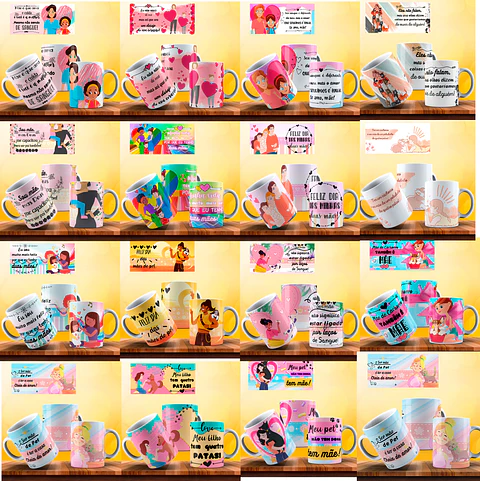 15 Artes Caneca Dia das Mães PNG Alta Resolução e PDF