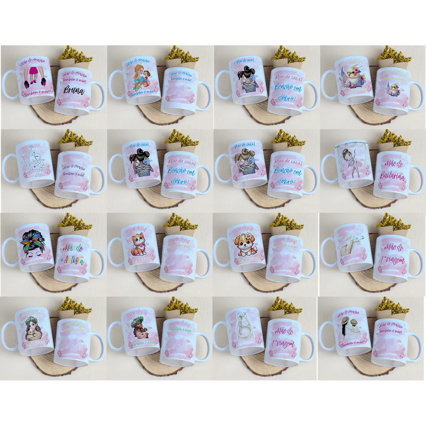 Kit Digital Canecas Dia das Mães Tipos de Mães PNG e CDR 1