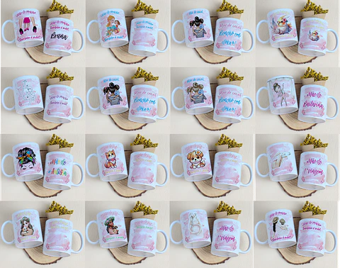 Kit Digital Canecas Dia das Mães Tipos de Mães PNG e CDR