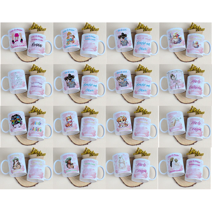 Kit Digital Canecas Dia das Mães Tipos de Mães PNG e CDR 1