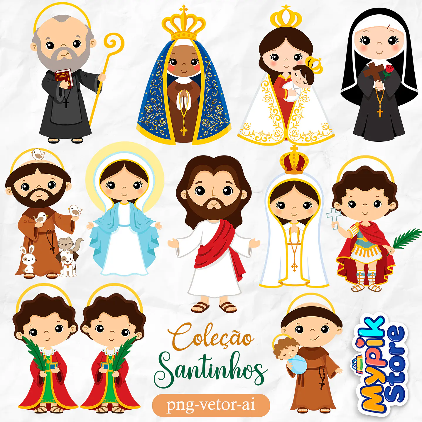 Kit Digital Santinhos PNG Fundo Transparente 1