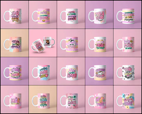 Pack Artes Canecas Dia das Mães - Artes com Foto e Sem Foto 