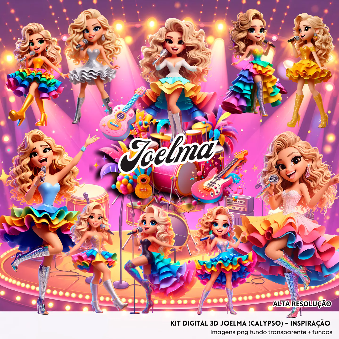 Kit Digital Cantora Joelma PNG 3D 1