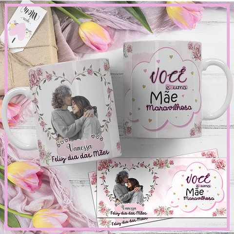 Artes para Canecas Dia das Mães Personalizadas - Alfabeto A a Z 