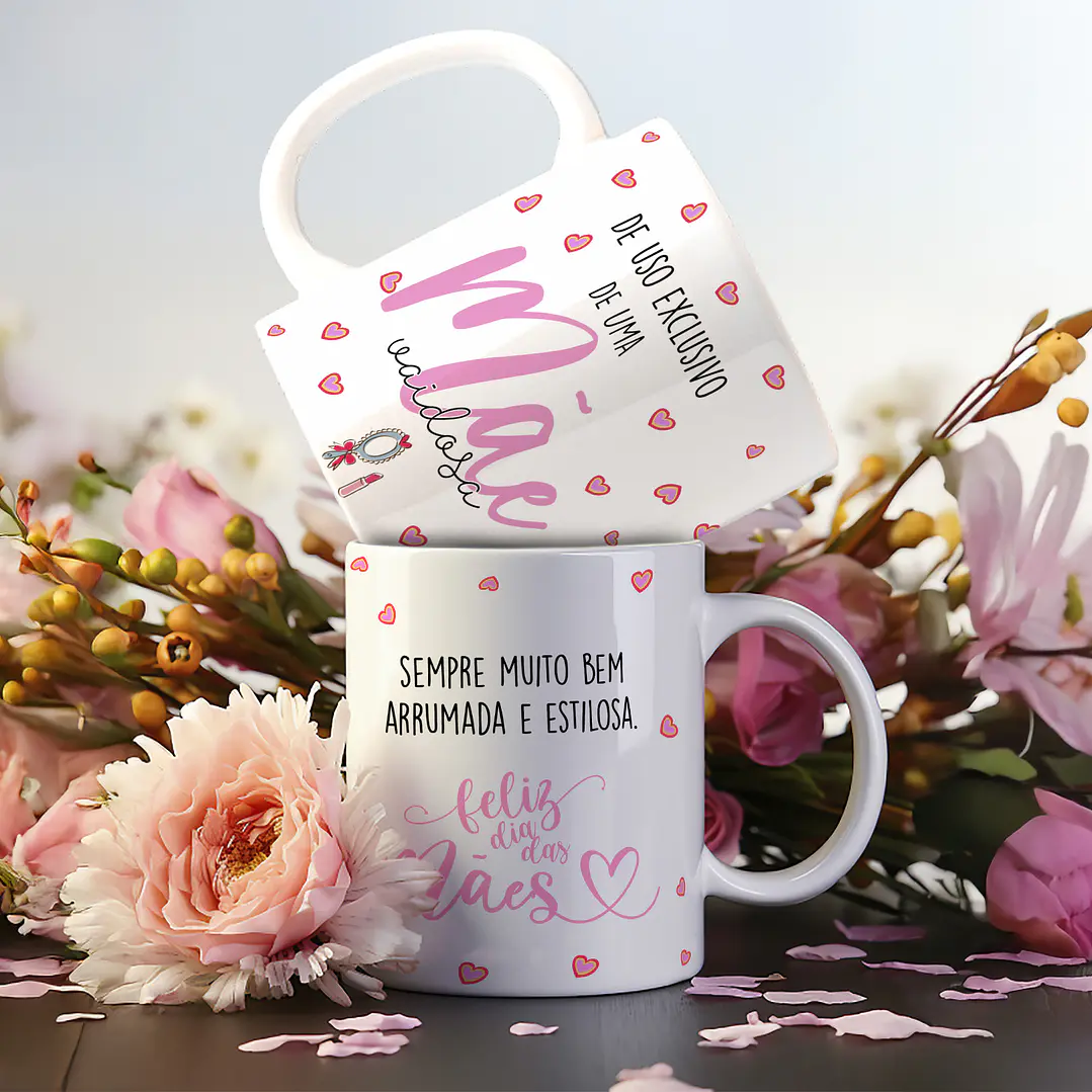 Artes Canecas Dia das Mães 18 Estampas em PNG e CDR - Download Imediato 14