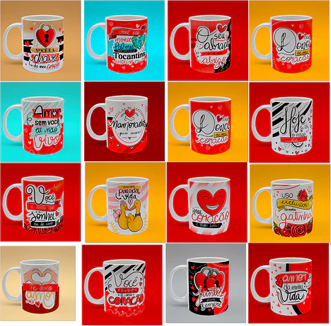 80 Artes para Canecas Dia dos Namorados PNG