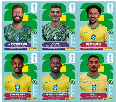 Figurinhas Brasil Copa do Mundo 2026 para Imprimir em PDF - Seleção Brasileira Completa