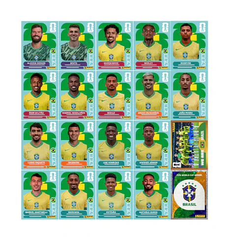 Figurinhas Brasil Copa do Mundo 2026 para Imprimir em PDF - Seleção Brasileira Completa