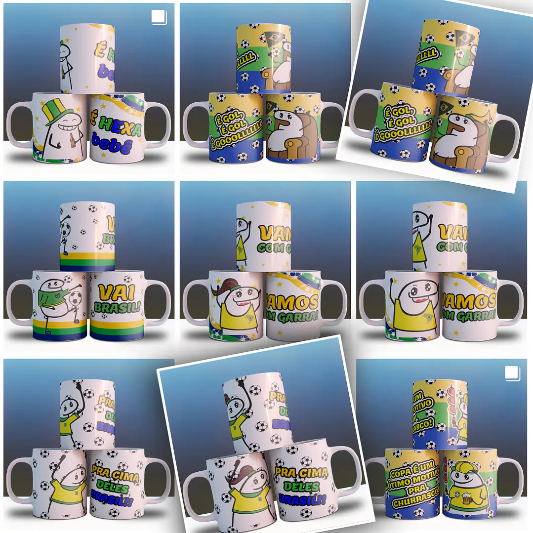 Artes Caneca Flork Brasil Copa do Mundo PNG Alta Resolução + Arquivo CDR 1