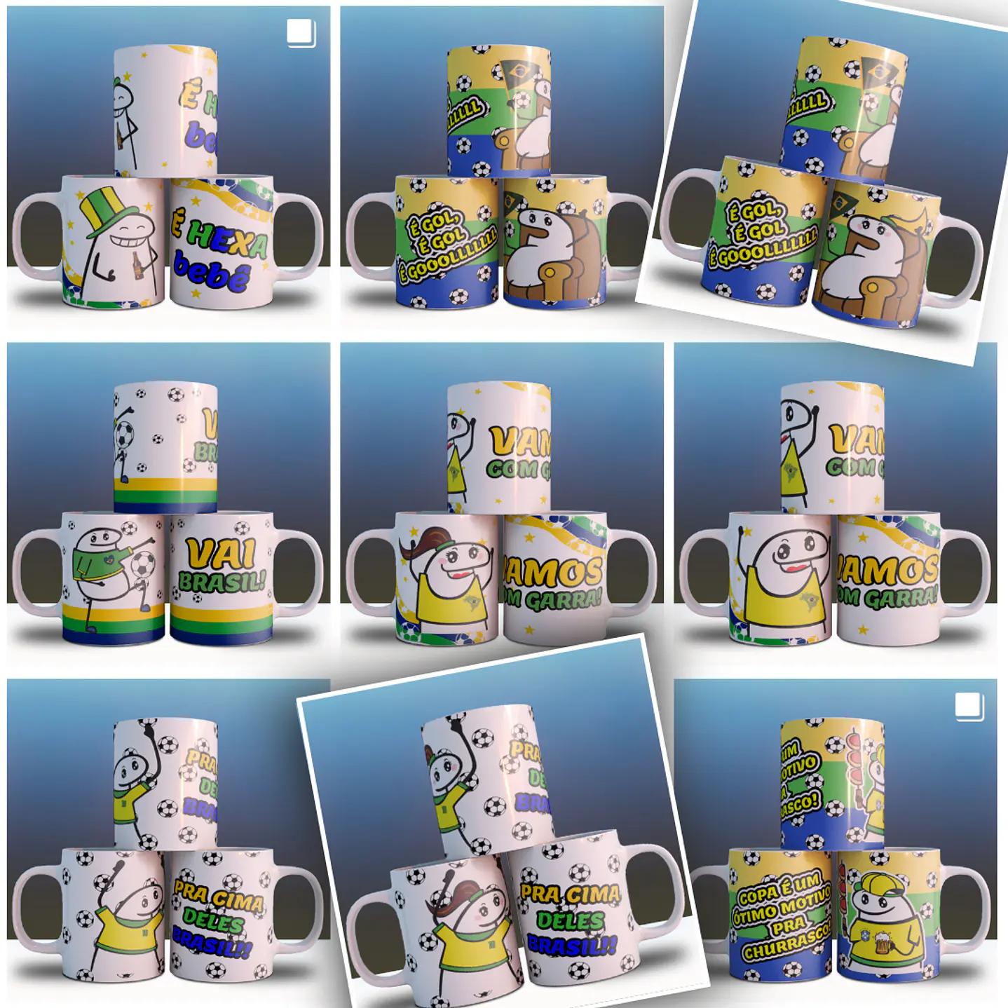 Artes Caneca Flork Brasil Copa do Mundo PNG Alta Resolução + Arquivo CDR 1