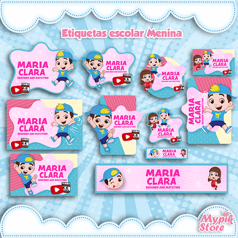 Arquivo de Corte Etiqueta Escolar Luccas Neto - Menina