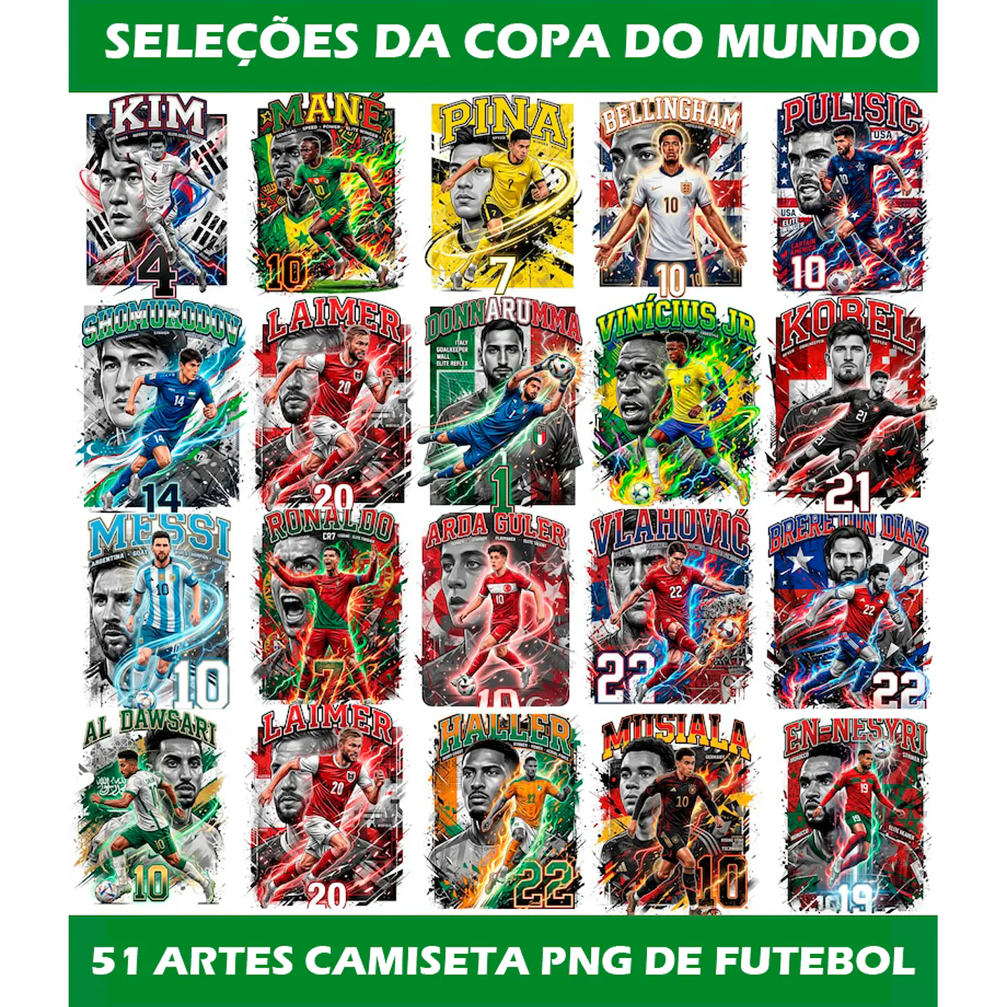 Pacote Futebol PNG Fundo Transparente - Artes de Craques da Copa do Mundo 1