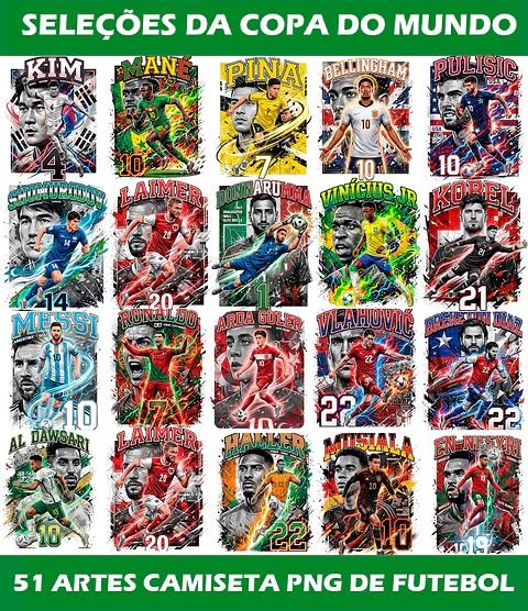 Pacote Futebol PNG Fundo Transparente - Artes de Craques da Copa do Mundo