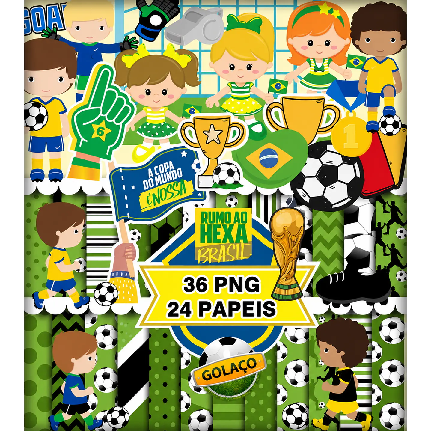 Kit Digital Copa do Mundo Cute Menino PNG 1