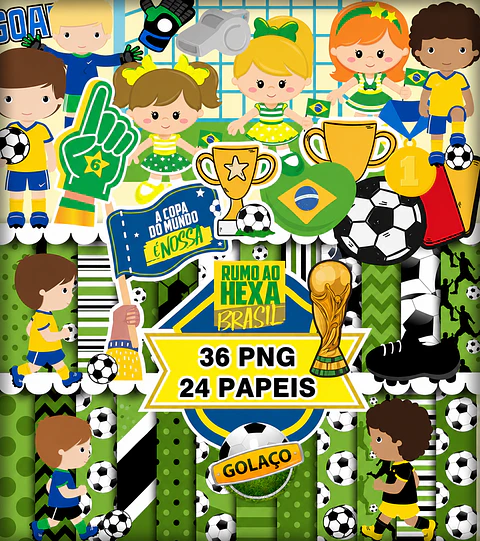 Kit Digital Copa do Mundo Cute Menino PNG