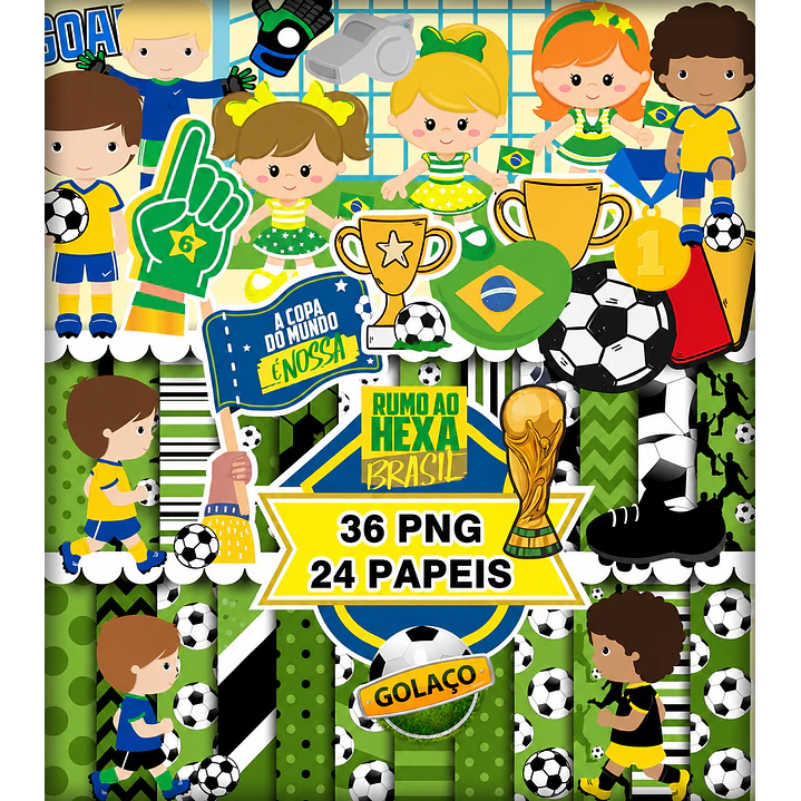 Kit Digital Copa do Mundo Cute Menino PNG 1