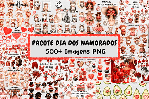 Pacote Aquarela Romântica PNG 500+ Imagens